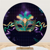 Lofaris Purple Cyan Round Masquerade Party Decoration Backdrop